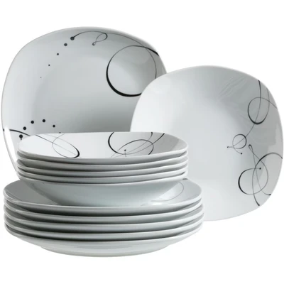 Abbildung von MÄSER Tafelservice &quot;Teller Set, Geschirr Set Chanson&quot;, (Set, 12 tlg.), fantasievolles Dekor, Teile, für 6 Personen