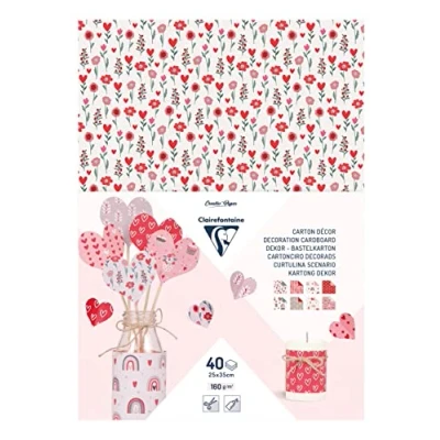 Abbildung von Clairefontaine 354587C Block Dekor Bastelkarton, 40 Blatt, 25x35cm, 160g, 1 Block, Liebe