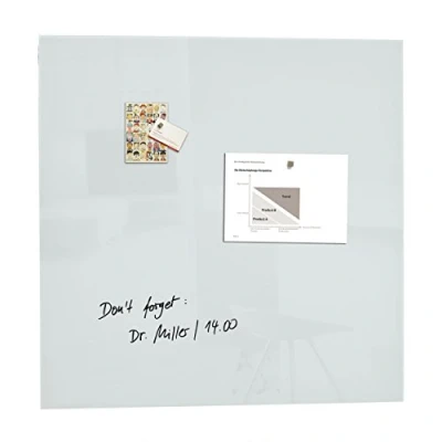 Abbildung von SIGEL GL201 Premium Glas Whiteboard 100x100 cm super weiß hochglänzend, SGS geprüft, einfache Montage, incl. 2 starke Magnete, Magnettafel für Büro &amp; Schule, Artverum