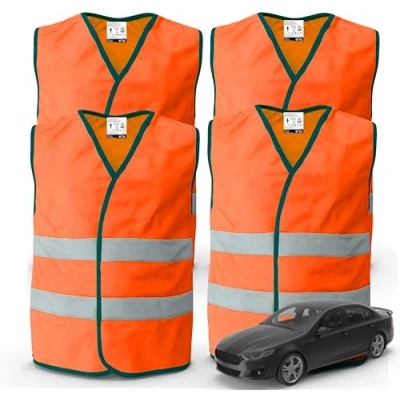 Abbildung von 12er Warnwesten orange 2024 leuchtende &amp; reflektierende Sicherheitswesten für PKW LKW Autozubehör Notfälle und Pannen