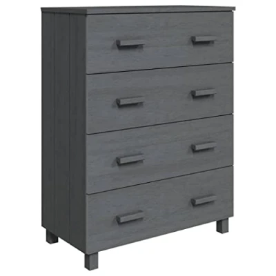 Abbildung von vidaXL Sideboard 4 Schubladen Kommode Anrichte Schrank Beistellschrank Schubladenschrank Schubladenkommode Dunkelgrau 79x40x103,5cm Massivholz Kiefer