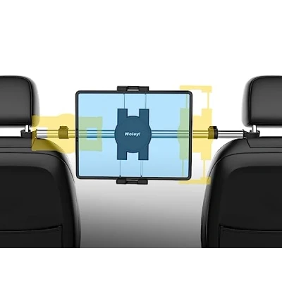Abbildung von Auto Kopfstützen Tablet Halterung, woleyi Anti Shake KFZ Kopfstützenhalter mit 360 Drehbar für iPad Pro 9,7, 10,5, 12,9 Air Mini, iPhone, Galaxy Tabs, Switch, mehr 4 13&quot; Telefon und