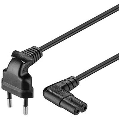 Abbildung von Goobay 97346 Euro Anschlusskabel beidseitig abgewinkelt; 1 m, Schwarz Eurostecker (Typ C, CEE 7/16) &gt; Gerätebuchse C10