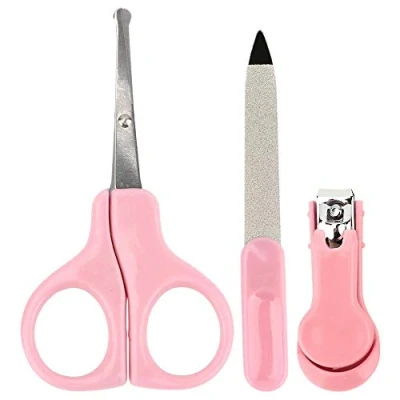 Abbildung von 3 in 1 Baby Nagelknipser Pflegeset Maniküre Set mit Nagelschere und Nagelfeile für Neugeborene Kleinkind Zehen Fingernägel Pflege Set(rosa)