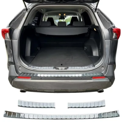 Abbildung von RECAMBO Ladekantenschutz Edelstahl Hochglanz poliert, Chrom Look kompatibel für Toyota Rav4 V BJ ab 2018 Styling und Schutz die Stoßstange