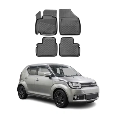 Abbildung von OMAC Gummimatten Fußmatten kompatibel mit Suzuki Ignis 2016 2024 TPE Automatten Schwarz 4X