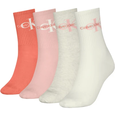 Abbildung von Calvin Klein Underwear Women SOCK Giftbox LOGO 4 PACK Socken, Damen, Größe: One Size, Off white/light peach