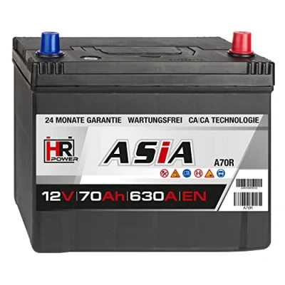 Abbildung von HR HiPower ASIA Autobatterie 12V 70Ah Japan Pluspol Rechts Starterbatterie ersetzt 50Ah 65Ah 80Ah