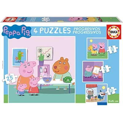 Abbildung von Educa Peppa Pig Puzzle 4in1 Puzzleset mit 12/16/20/25 Teilen, für Kinder ab 3 Jahren (16817)