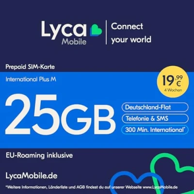 Abbildung von Lyca Mobile International Plus M Prepaid SIM Karte ohne Vertrag Prepaidkarte