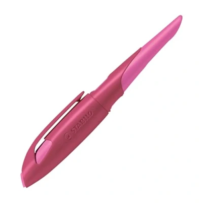 Abbildung von Ergonomischer SchulFüller für Rechtshänder mit Standard Feder M STABILO EASYbirdy in beere/pink inkl. Patrone blau (löschbar)