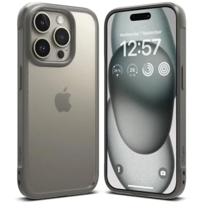 Abbildung von Ringke Fusion Bold Matte Case Kompatibel mit iPhone 15 Pro Hülle, Bequemer Griff TPU Rahmen Harte PC Rückseite, Anti Fingerabdruck Mattierte Handyhülle für 6,1&quot; Grau
