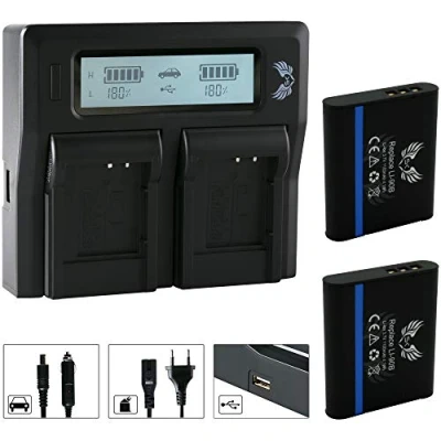 Abbildung von 2X SK Akku Olympus Li 90b / 92b 1100mAh + LCD Dual Doppel Ladegerät für Stylus XZ 2 Traveller SH 60 SP 100 EE/Tough TG 5