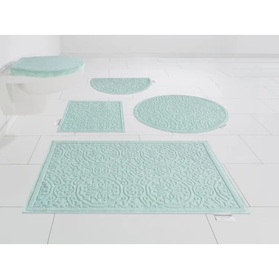 Abbildung von Guido Maria Kretschmer Home&amp;Living Badematte Garden Pastels, Höhe 3 mm, rutschhemmend beschichtet, fußbodenheizungsgeeignet, schnell trocknend, strapazierfähig, Baumwolle, rechteckig, Badteppich, Hoch Tief Effekte, auch als 2 tlg. Set erhältlich