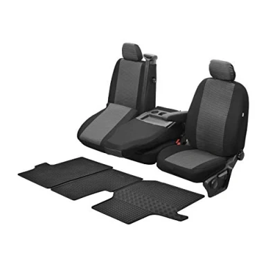 Abbildung von Passgenaue Sitzbezüge Hero und Gummifußmatten kompatibel mit VW Crafter ab 2017 EIN Set
