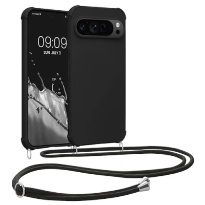 Abbildung von kwmobile Necklace Case kompatibel mit Google Pixel 9 / Pro Hülle Cover Kordel zum Umhängen Silikon Schutzhülle Schwarz