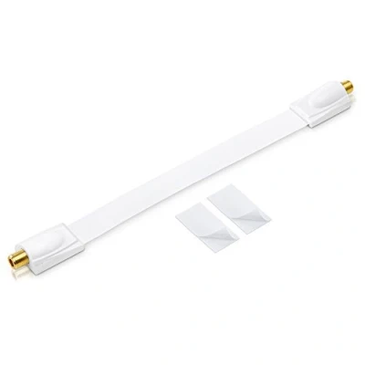 Abbildung von conecto Premium Fensterdurchführung für SAT Kabel koaxial inkl. Klebepads (F Kupplung auf F Kupplung, vergoldet) weiß, 26 cm