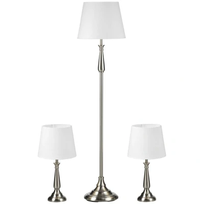 Abbildung von HOMCOM Stehlampe 2 Tischleuchten, 1 Stehleuchte, 35.5x 35.5 x 146 cm, Ein ,Ausschalter, Ohne Leuchtmittel, 3er Set