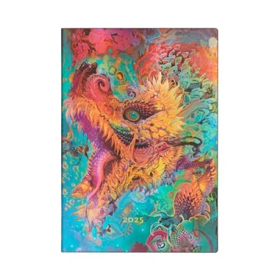 Abbildung von Paperblanks 12 Monatskalender Softcover Flexi 2025, Humming Dragon, Midi, Horizontal, Elastikband Verschluss