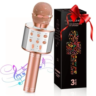 Abbildung von Mikrofon Kinder, Bluetooth Karaoke Geschenke für Kinder Mädchen Spielzeug, Tragbares Kindermikrofon Spielzeug Teenager Jungen Ostergeschenke