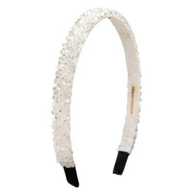 Abbildung von Alpenflüstern Trachten Haarreif Glitzerperlen schmal Damen Haarschmuck, Haarband rutschfest fürs Dirndl (klar) ADV150