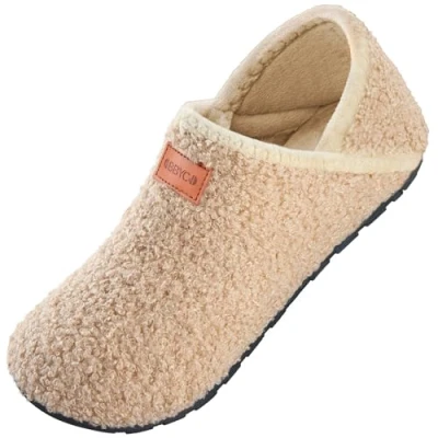 Abbildung von OBBYCO Damen Hausschuhe Herren Casual Pantoffeln Memory Foam Pluesch mit Geschlossene Rueckseite Indoor Outdoor Schuhe, Grau 38 EU