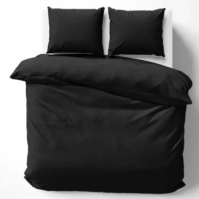 Abbildung von Cotton Castle Bettwäsche Bettgarnitur Bettbezug 100% Baumwolle 135x200 155x220 200x200 200x220, Farbe:Schwarz, Größe:200 x 200 cm