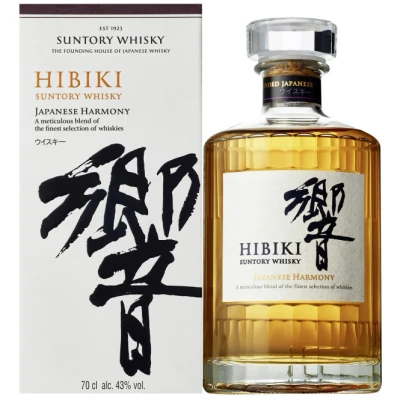 Abbildung von Hibiki Japanese Harmony Suntory Whisky mit Geschenkverpackung sanfter langanhaltender Nachgeschmack 43% Vol 700 ml