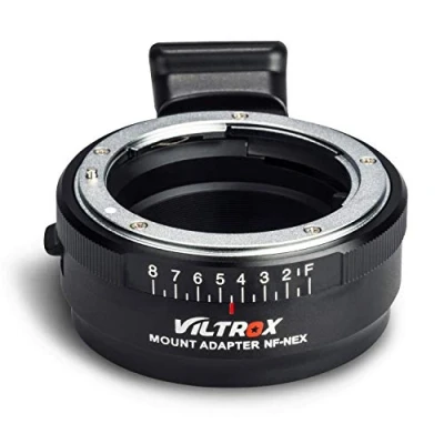 Abbildung von VILTROX NF NEX Adapter Manueller Fokus Objektivadapter mit Blendenscheibe für Nikon G/F/AI/S/D Objektiv auf Sony E Mount Camera A7 A7R A7RII A7RIII A6500 A6300 7