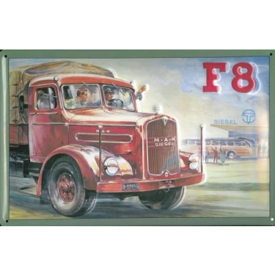 Abbildung von Buddel Bini Versand Blechschild Man F8 LKW Lastwagen Nostalgieschild Schild Retro Werbeschild