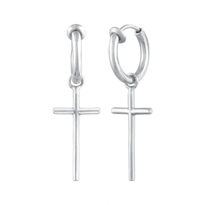 Abbildung von Elli Hoops Cross Ohrringe, Damen, Größe: One Size, Silber