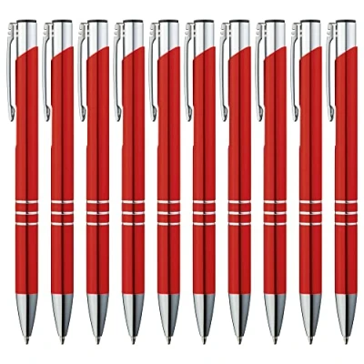 Abbildung von GIMEI® Metall Kugelschreiber 20 Stück Premium Set Hochwertig, Kulli für einfaches &amp; weiches Schreiben Blauschreibender Rot als optischer Hingucker