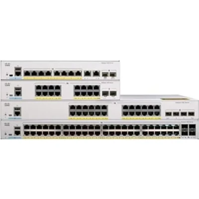 Abbildung von Cisco Systems Catalyst Netzwerk Switch, 24 GbE PoE+ Ports, 195W PoE Budget, 4 1G SFP Uplink lüfterloser Betrieb, erweiterte eingeschränkte Lebenszeitgarantie C1000 24P 4G L Schwarz