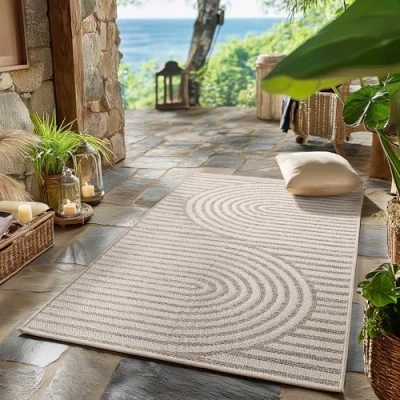 Abbildung von SIMPEX24 Outdoorteppich Boho Design, Läufer, Höhe: 5 mm, Outdoor Teppich Wetterfest Modern Design Wohnzimmer Küchen Terrasse