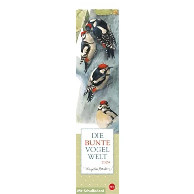 Abbildung von Bastin Vogelwelt Langplaner 2024. Langer Streifenkalender mit allen wichtigen Terminen auf einen Blick. Liebevoll illustrierter Wand Terminkalender
