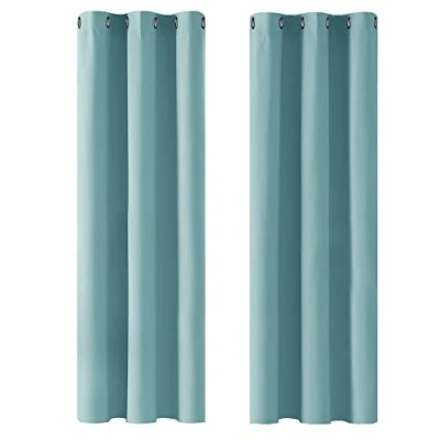 Abbildung von Deconovo Blickdicht Gardinen mit Ösen Vorhänge Schlafzimmer Vorhang Kälteschutz Thermogardine Hitzeschutz, 183x107cm(HöhexBreite), Himmelblau, 2er Set