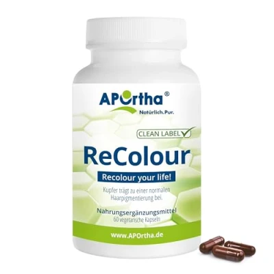 Abbildung von APOrtha® AntiGrau ReColour mit MELATINE® vegetarische Kapseln 60 St