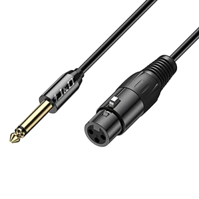 Abbildung von J&amp;D XLR auf TS 6,35mm (1/4 Zoll) Mikrofon Kabel, PVC Geschält 1/4&quot; Männlich zu Weiblich Unbalanced Stereo Audio Adapterkabel für Speaker Mic Gitarre Mixer AMP, 1,5m