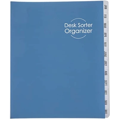 Abbildung von Smead Schreibtisch Aktenordner, monatlich (Jan Dez), 12 Trennwände, Briefgröße, dunkelblau (89286)