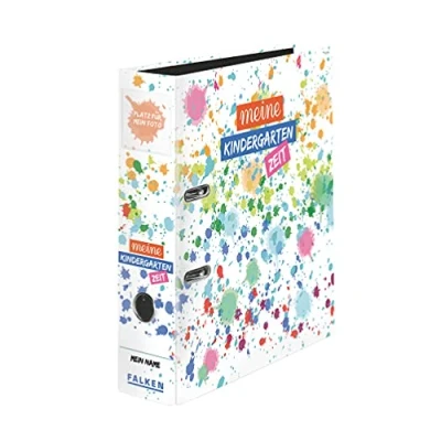 Abbildung von Original Falken 10er Pack Motivordner Kindergarten mit Einstecktasche. Made in Germany. 8 cm breit DIN A4 Motiv Dschungel, Ringordner Aktenordner Briefordner Büroordner Plastikordner