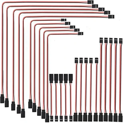 Abbildung von RUNCCI YUN 25 pcs RC Servo Verlängerungskabel，JR Servoverlängerung，Servokabel，Servokabel 3 Pin Kabel ，JR Stecker Verlängerung， 5 Sizes（10 cm, 15 30 50 cm und 60 cm）