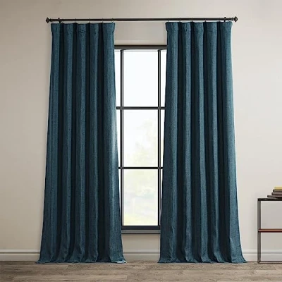 Abbildung von HPD Half Price Drapes Verdunkelungsvorhänge aus Leinenimitat, 274 cm lang, luxuriöse Leinenvorhänge für Schlafzimmer und Wohnzimmer (1 Paneel), 127 x cm, Blau