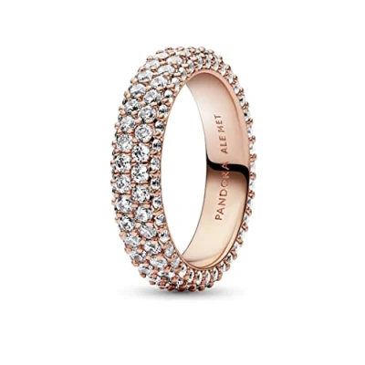 Abbildung von PANDORA Timeless Doppelreihiger Pavé Ring mit rosevergoldeter Metalllegierung und Cubic Zirkonia Collection, Größe 58, 182629C01 58