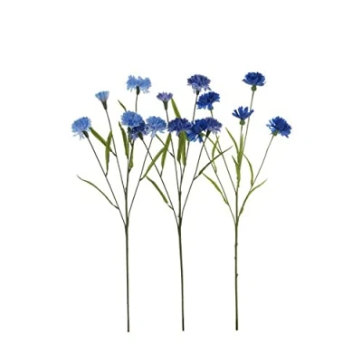 Abbildung von Floristrywarehouse Kornblumen Stiele aus Kunstseide, gemischt, Blau, 3 Stück, 56 cm