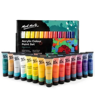 Abbildung von Mont Marte Acrylfarbe Künstler Set, wählbar aus 18 x, 24 36 x oder 48 in je ml Tuben, Verschiedene Sets zur Auswahl