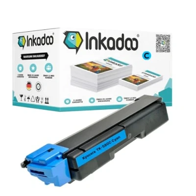 Abbildung von Inkadoo Kompatibel Toner für Kyocera 1T02KTCNL0 / TK 580C Cyan ECOSYS P 6021 CDN FS C 5150 DN ca. 2.800 Seiten Tonerkartusche, Tonerpatronen, Drucker