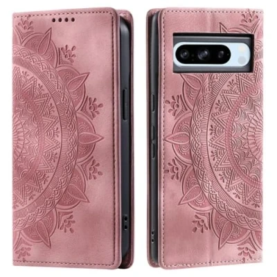 Abbildung von CoverKingz Handyhülle für Google Pixel 9 Pro XL Handytasche mit Kartenfach Wallet Case Cover Handy Hülle klappbar Motiv Mandala Rose