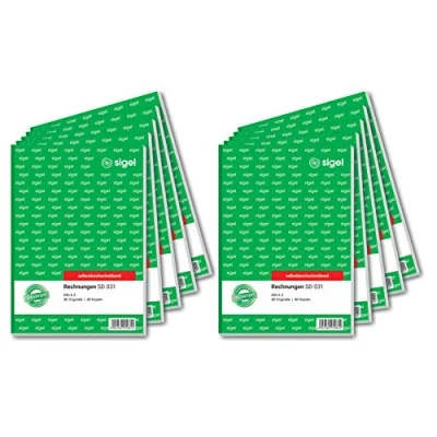 Abbildung von SIGEL SD031/10 Rechnungen, A5, 2x40 Blatt, selbstdurchschreibend, 10er Pack, aus nachhaltigem Papier