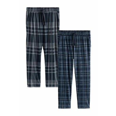 Abbildung von Next Regular FIT 2PACK Nachtwäsche Hose, Herren, Größe: Sx31, Black navy blue check