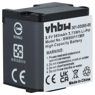Abbildung von vhbw Akku kompatibel mit Garmin Virb X, X compact, XE Videokamera Camcorder (980mAh, 3,8V, Li Polymer)